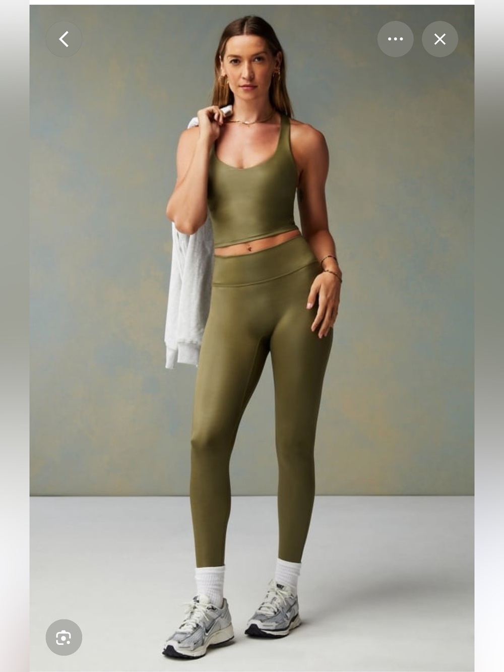 Fabletics Army Green Leggings Tank Set M